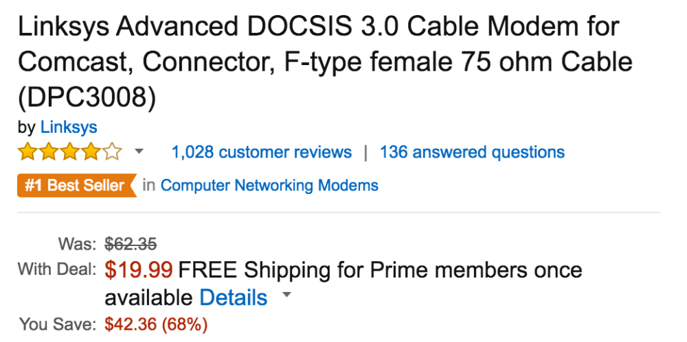linksys-cable-modem-amazon-deal