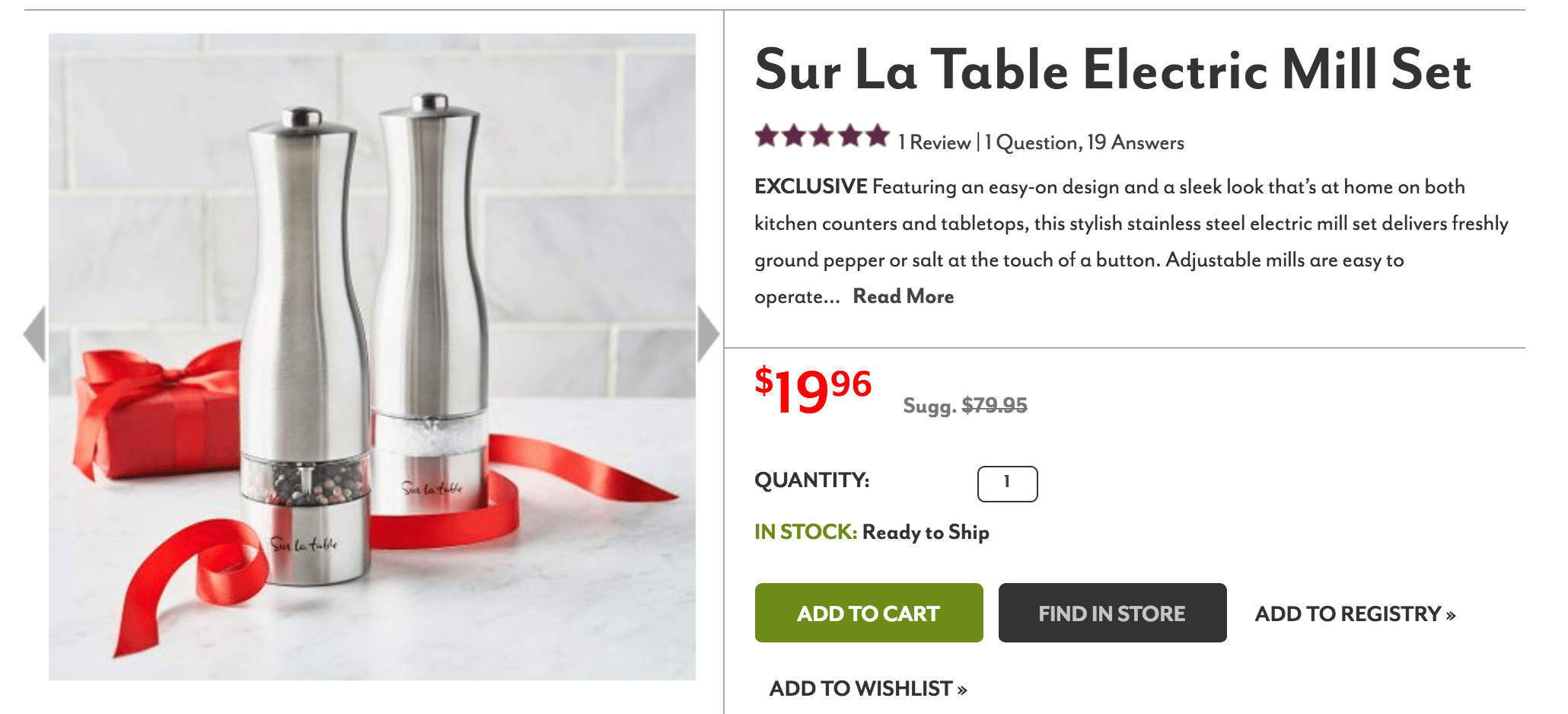 Upgrade your dining room or kitchen Sur La Table Electric Salt and