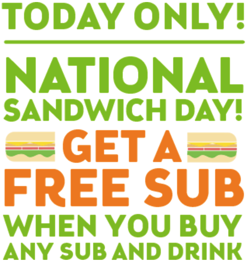 It's National Sandwich Day! Subway is offering BOGO subs with purchase