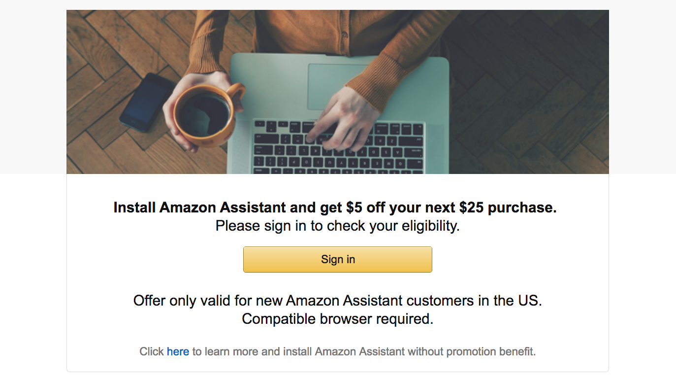 Take 2 minutes to install the Amazon Assistant browser extension and