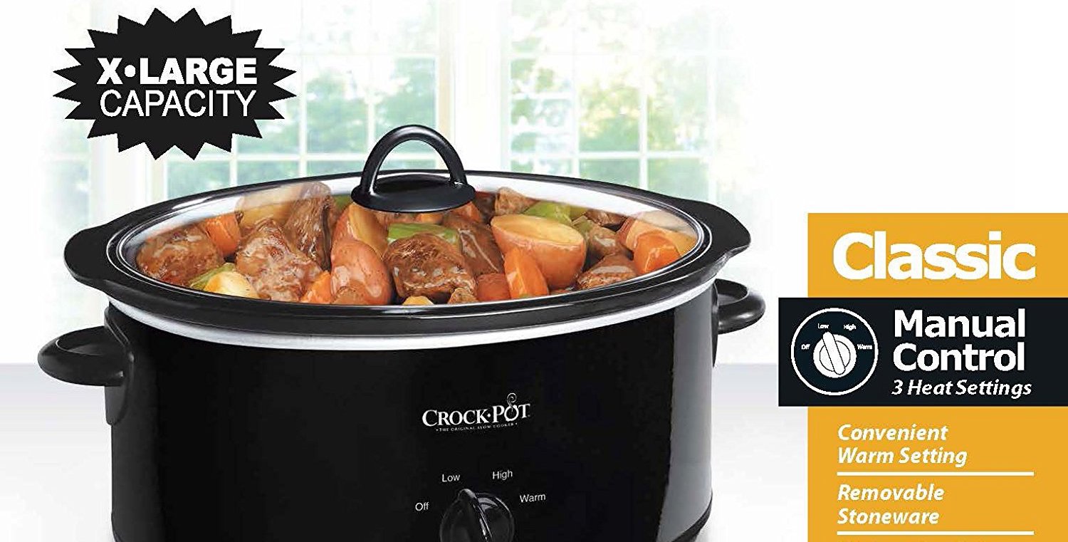 This massive 8-quart Crock-Pot Oval Slow Cooker in black is only $28 Prime  shipped (Reg. up to $40)
