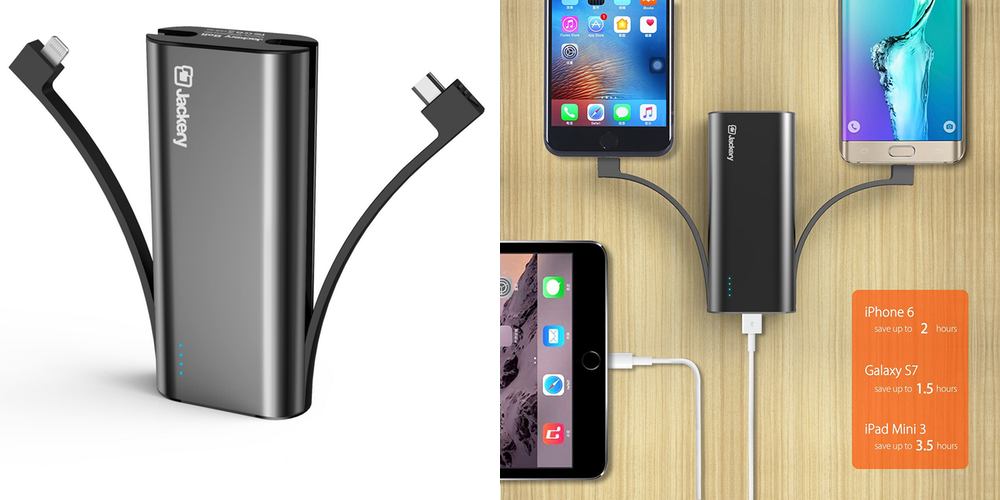 Smartphone Accessories Jackery Bolt 6000mAh Power Bank w/ Builtin