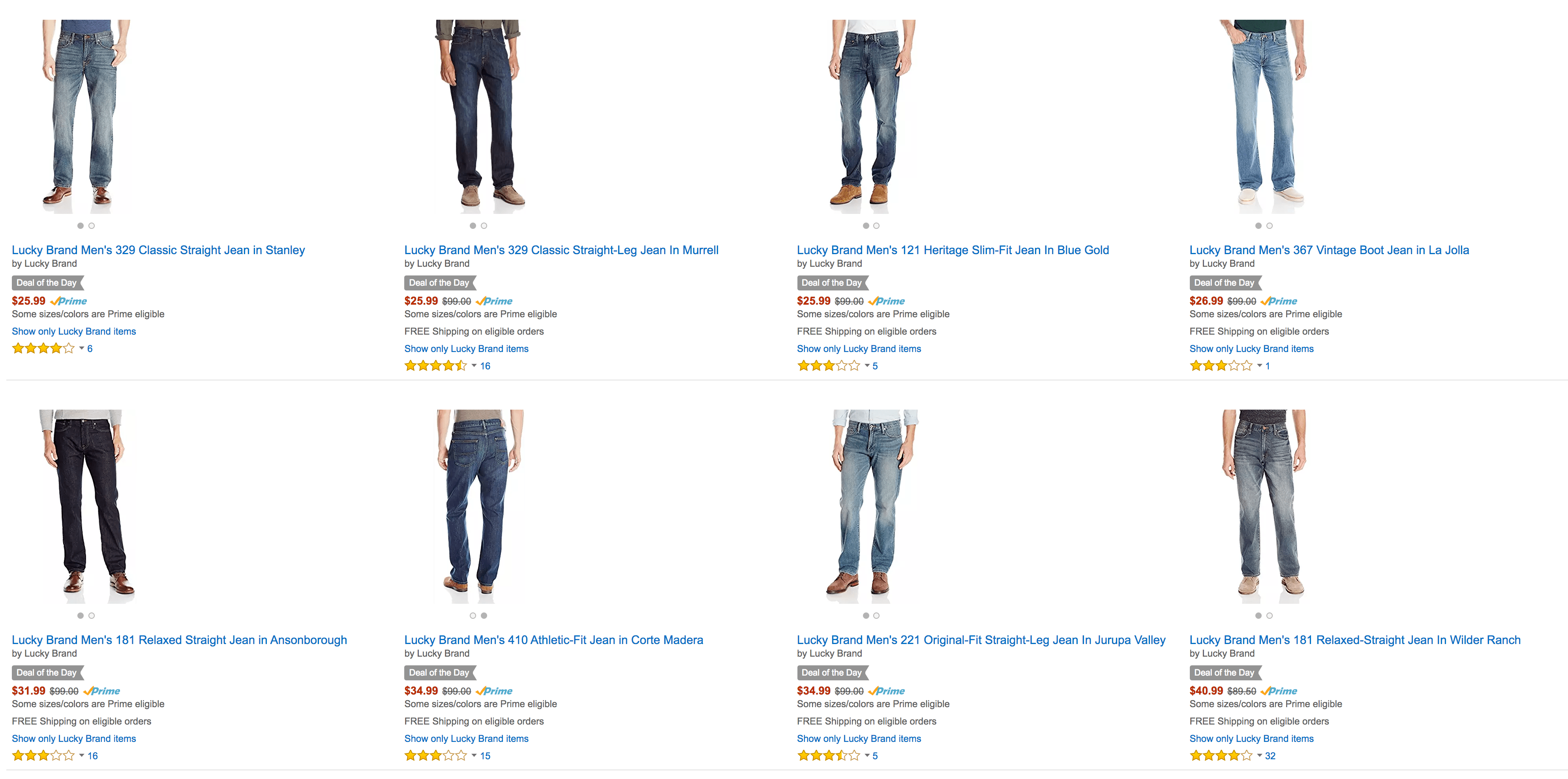Amazon is offering men's Lucky Brand jeans from just 26 Prime shipped
