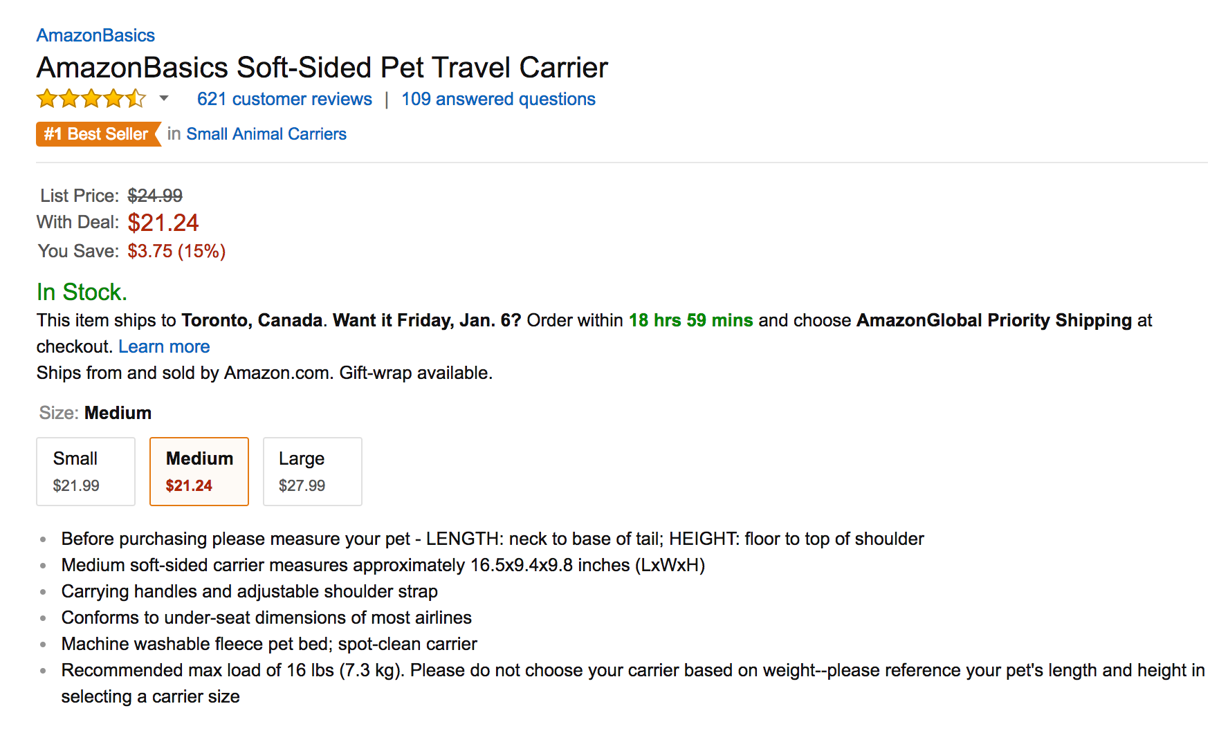 The AmazonBasics SoftSided Pet Travel Carrier just hit its alltime