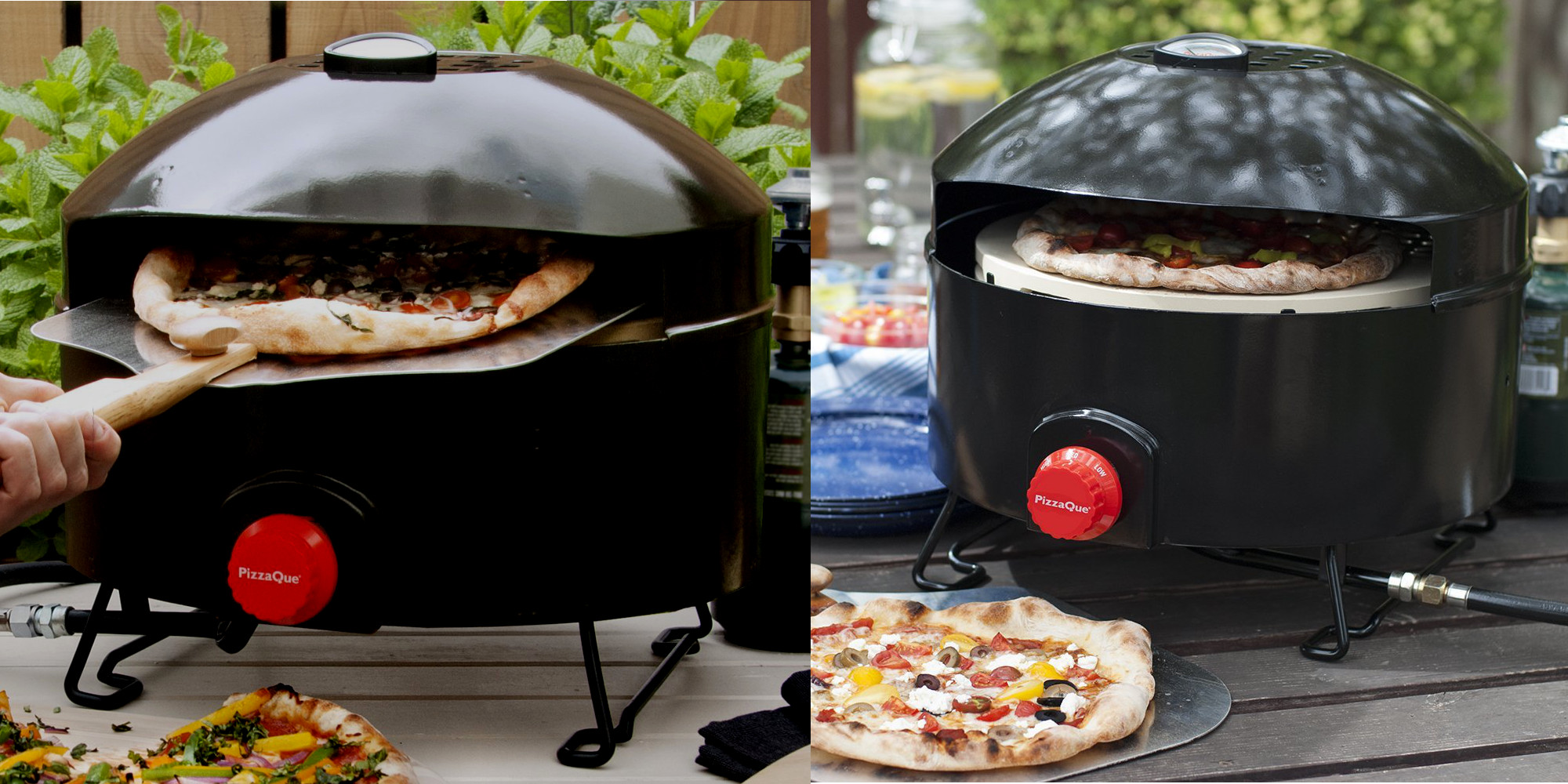 The steel PizzaQue Outdoor Oven w/ 14inch stone is down to just 112