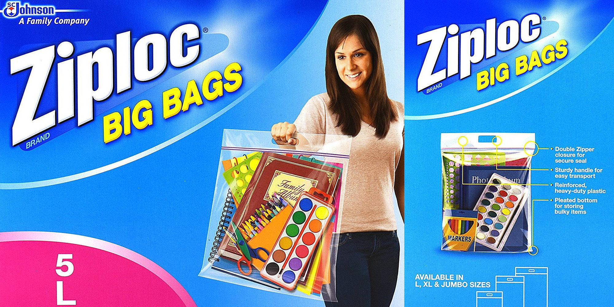 Get a 5pack of giant Double Zipper Ziploc Bags to keep things