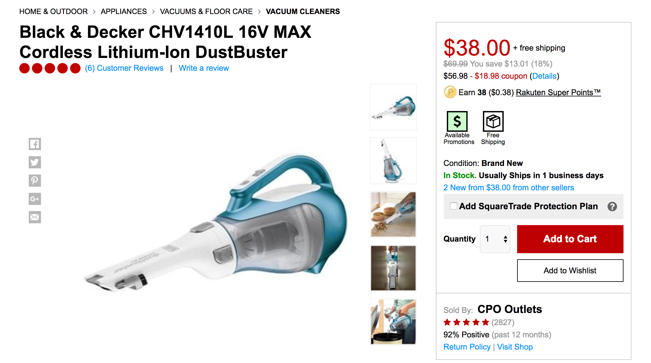 Review of the Black and Decker CHV1410L 16V Cordless Lithium Hand Vac 