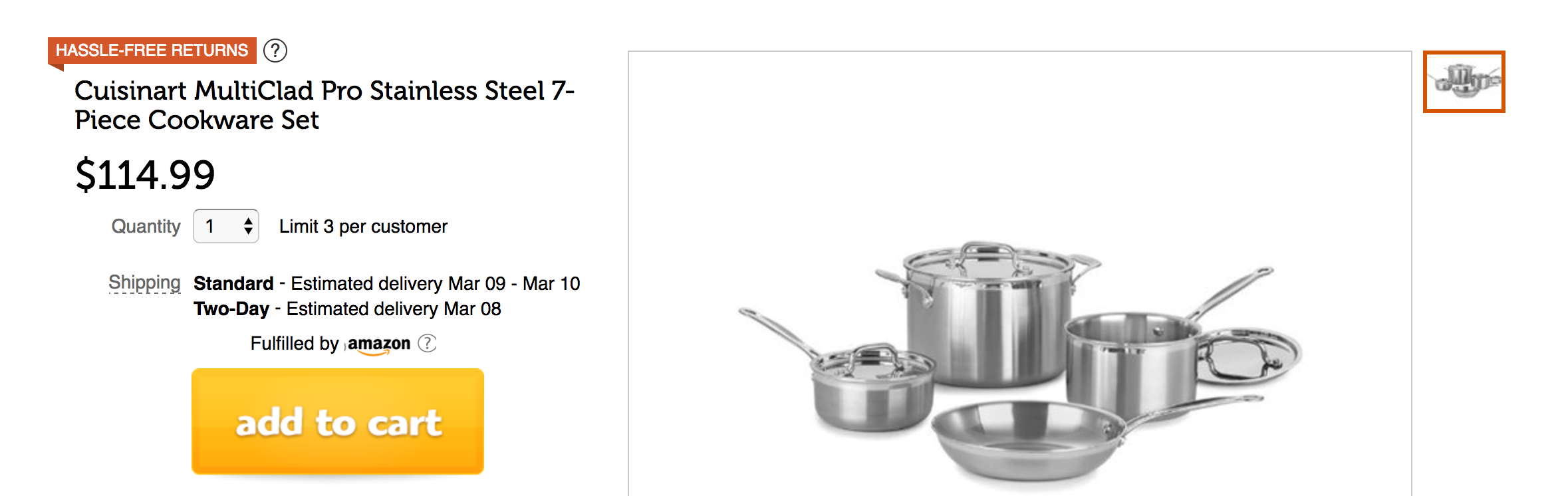 The Cuisinart MultiClad Pro Stainless Steel 7Piece Cookware Set w/ a