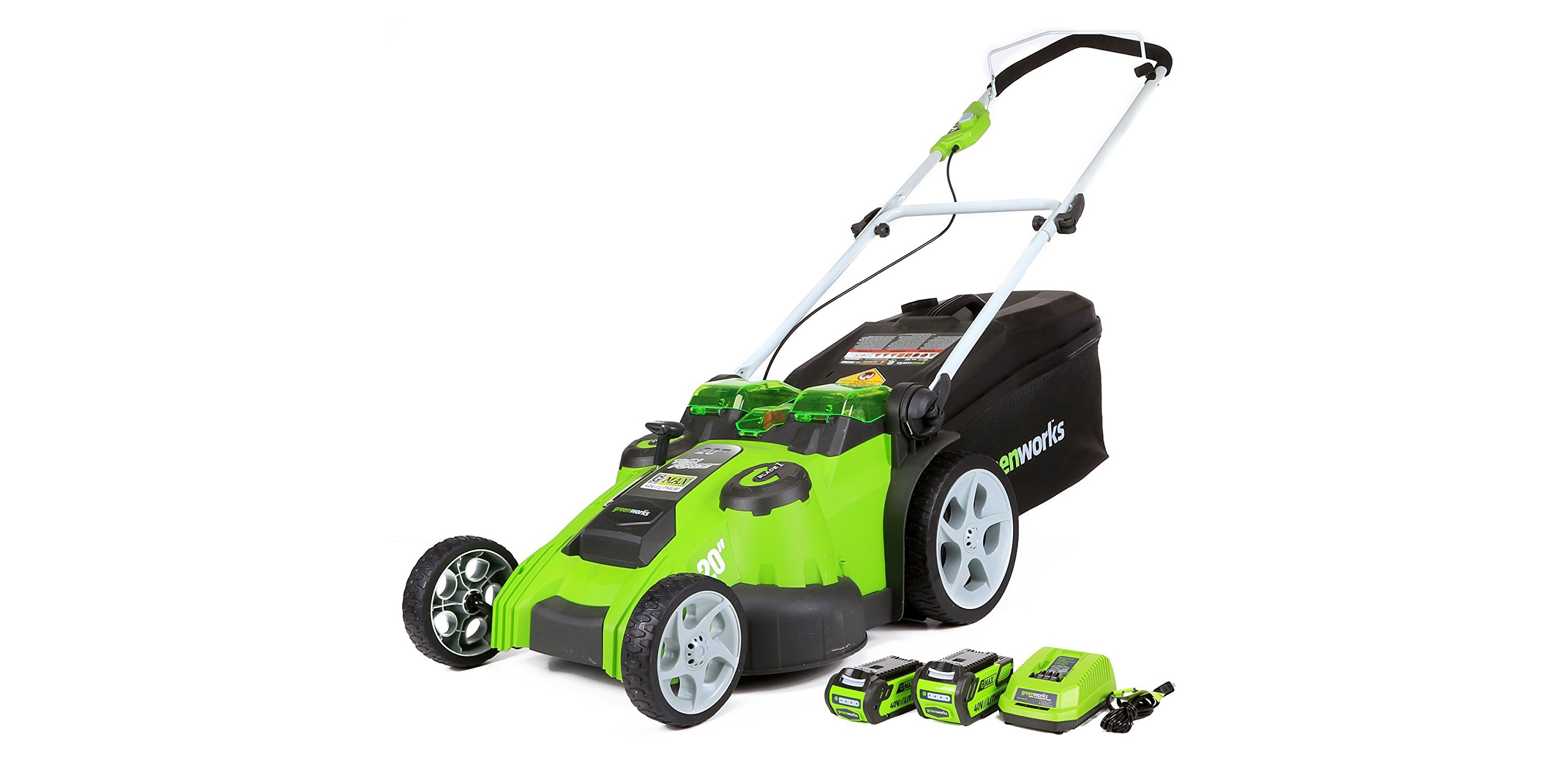 Greenworks G-Max Cordless 40V 20-inch Electric Lawn Mower w/ two .