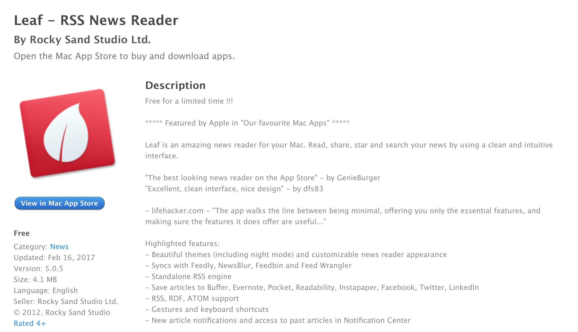 rss reader app for mac