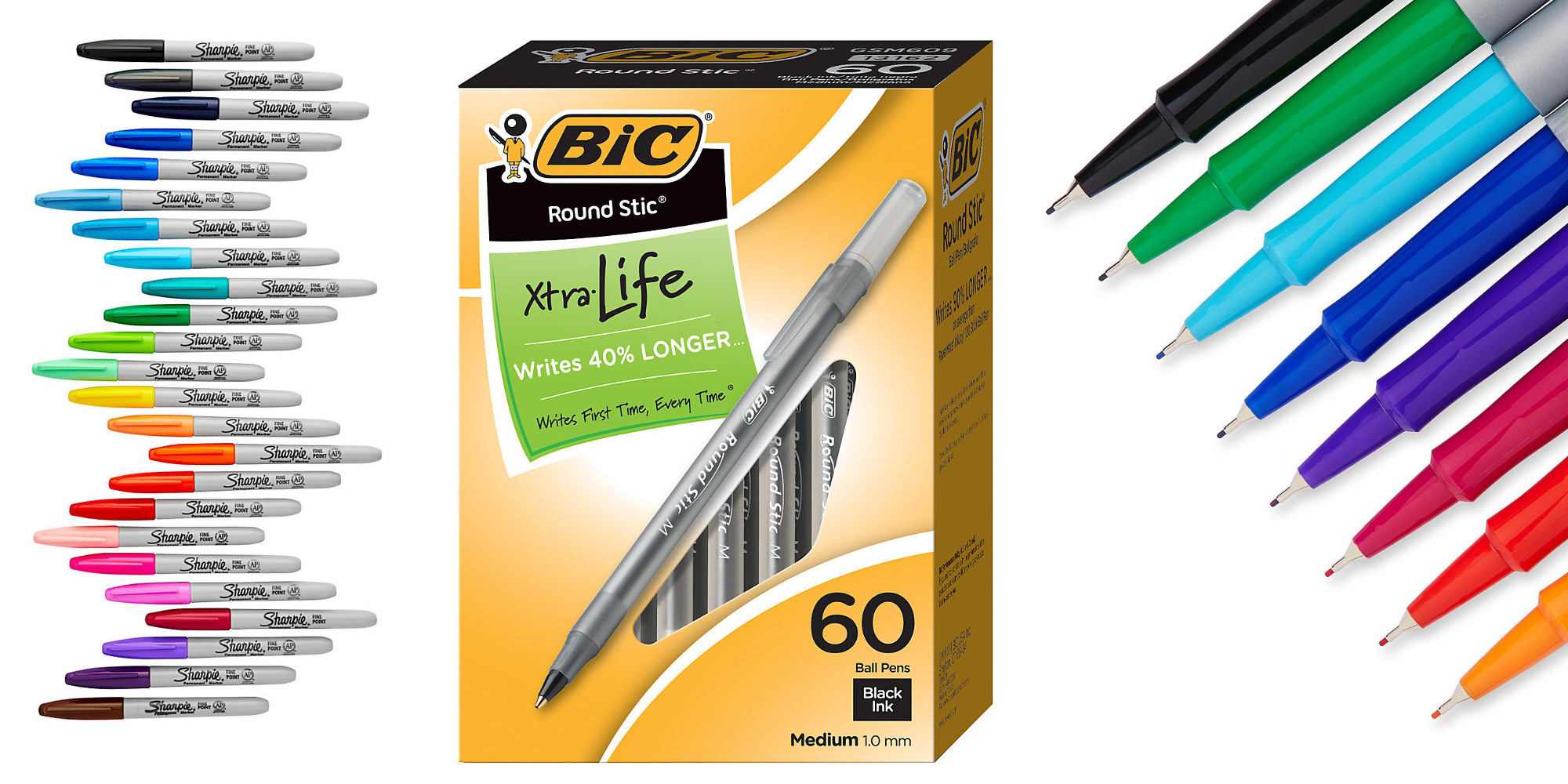 Office Supplies: 8-Pack Paper Mate Felt Tip Pens $7, 24-Pack Sharpies $8,  24-Pack BIC Mechanical Pencils $3, more