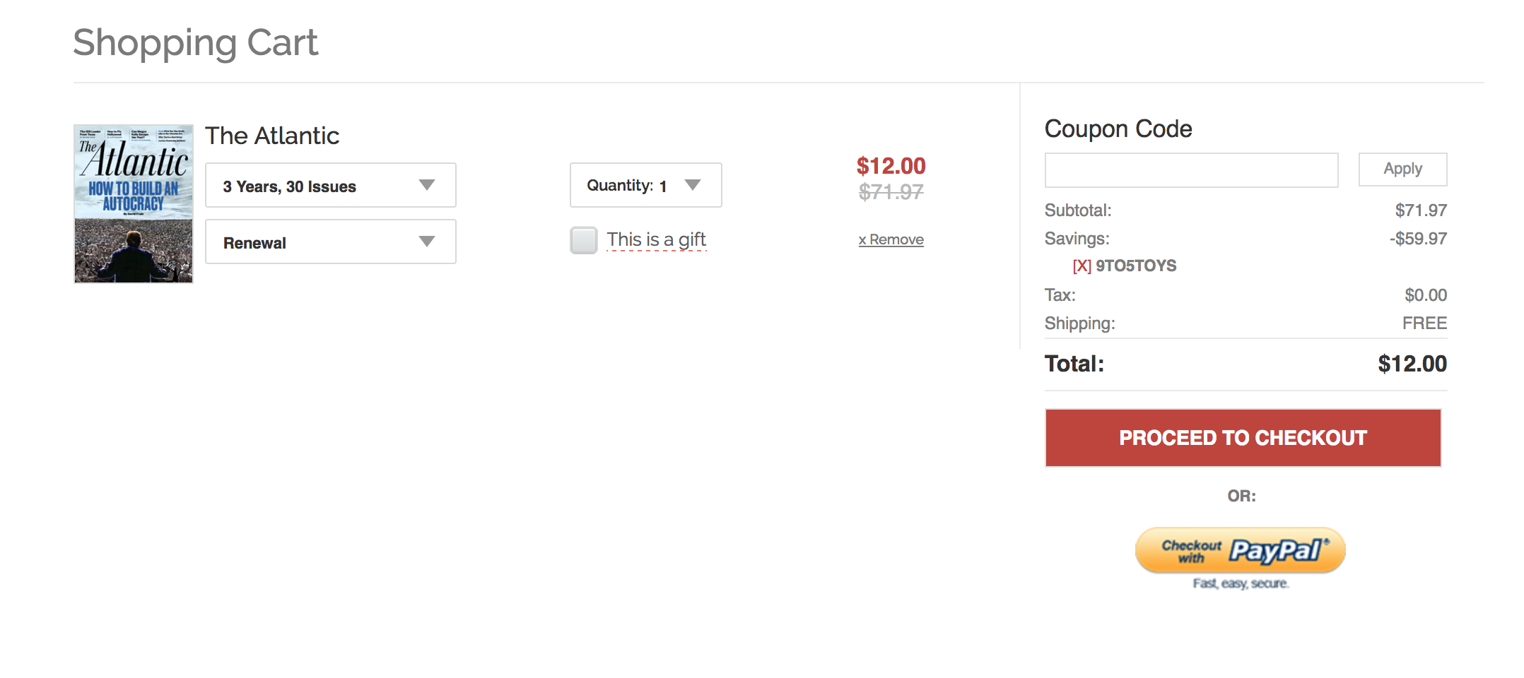 Here's a 3year subscription to The Atlantic magazine w/ digital iPad