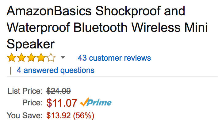 amazonbasics shockproof and waterproof bluetooth wireless mini speaker
