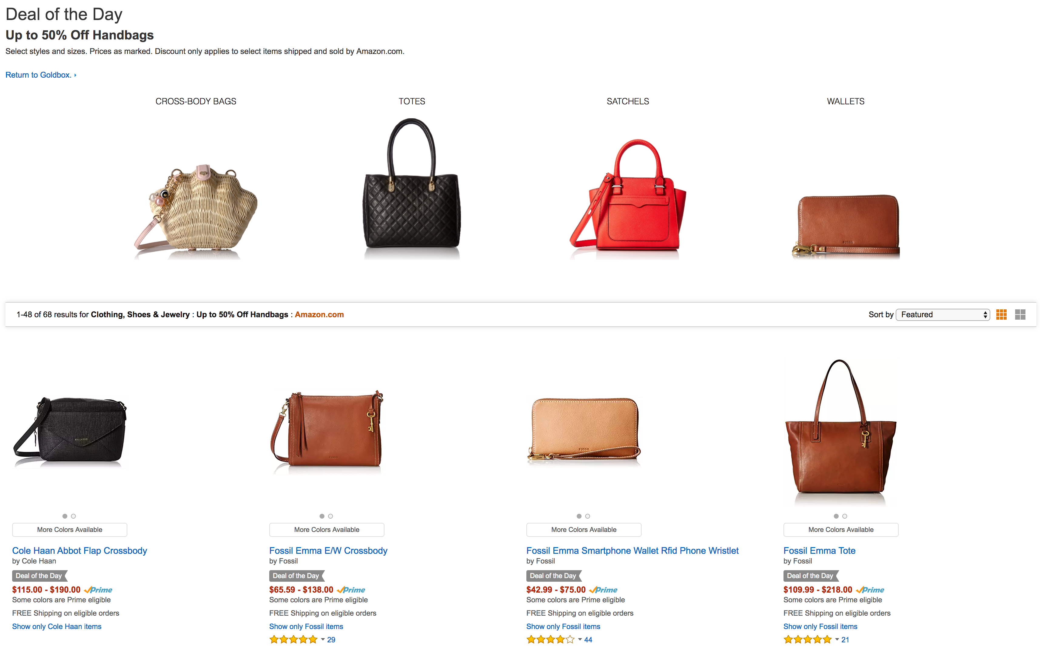 Cole Haan, Fossil and more handbags/wallets up to 50% off on Amazon