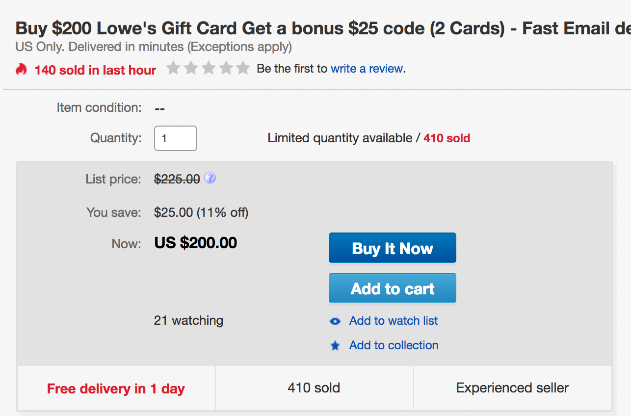 EXPIRED) Lowe's: Buy $200 Mastercard Gift Card, get a $15 Lowe's Gift Card