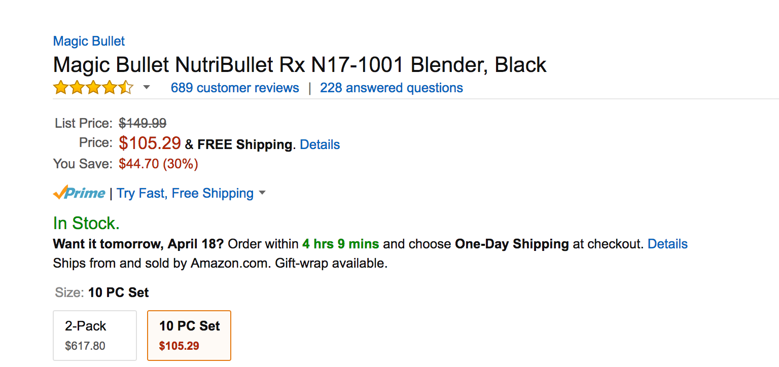Magic Bullet NutriBullet RX Blender, Black N17-1001 