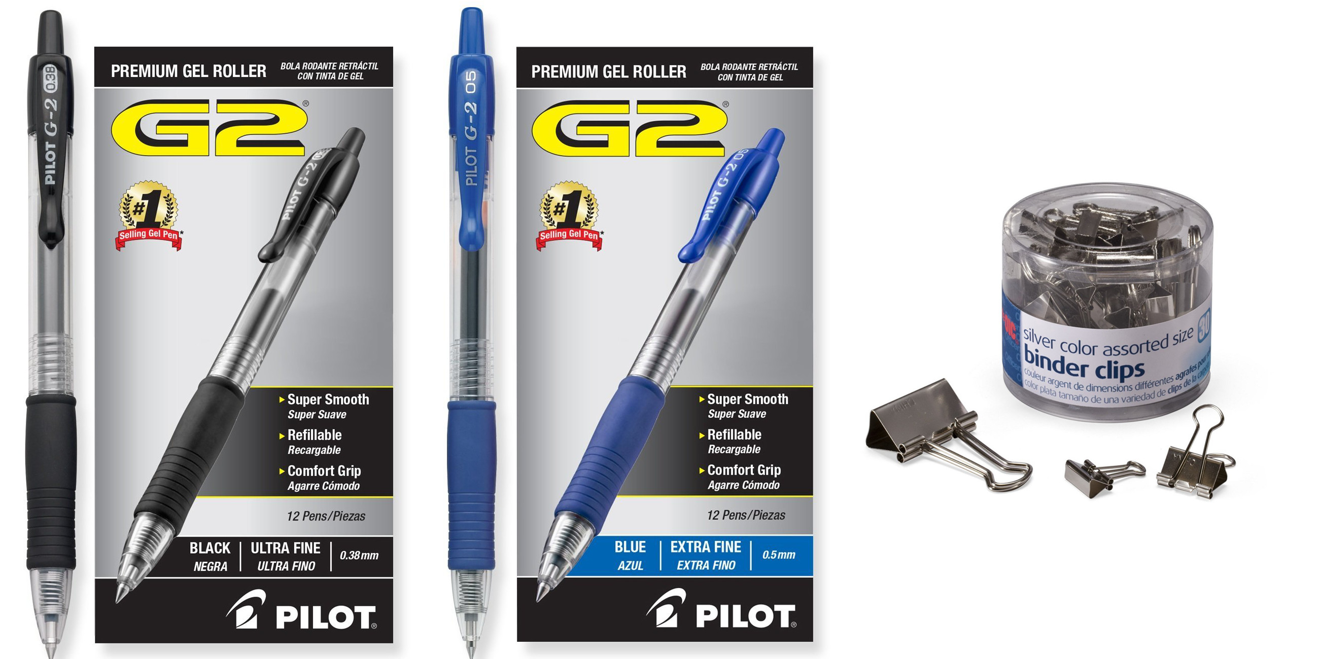 Pilot, G2 Premium Gel Roller Pens, Ultra Fine Point 0.38 mm, Pack of 12,  Blue
