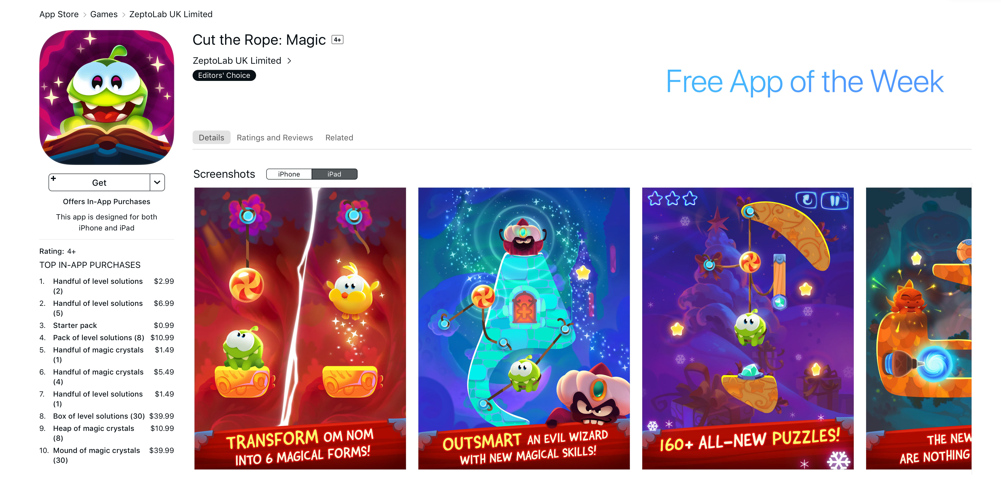 Cut the Rope: Magic' Available for Free as Apple's App of the Week -  MacRumors