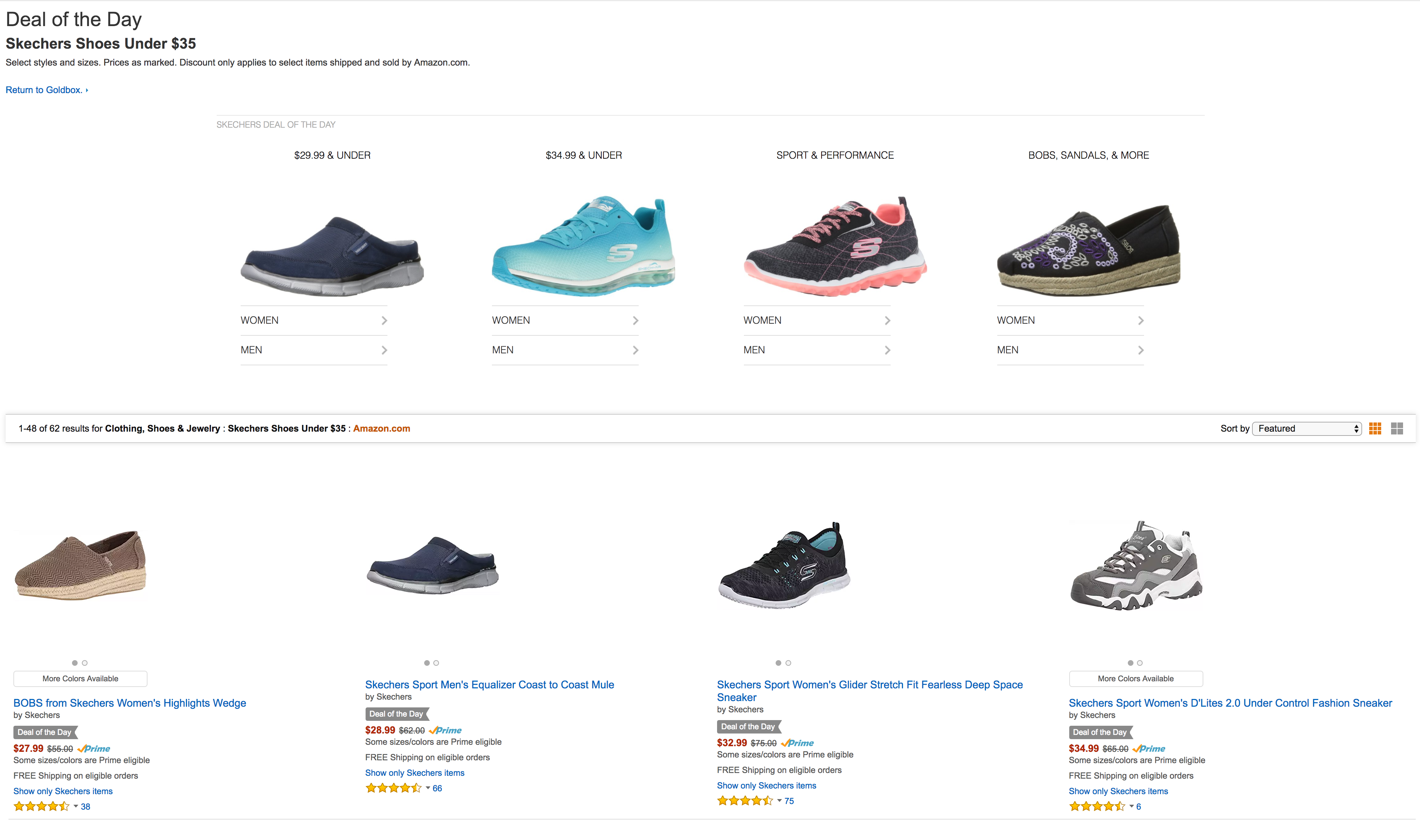 Amazon 1-Day Skechers Footwear Sale from $21 Prime shipped