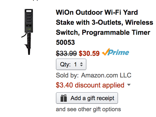 Control your outdoor lights: WiOn Wi-Fi 3-Outlet Switch $30.50 (Reg. $40)