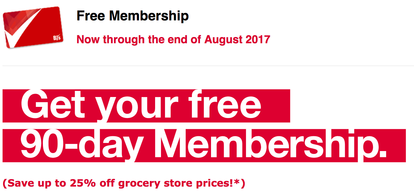 Get a BJ's Wholesale Club 90day trial membership for free