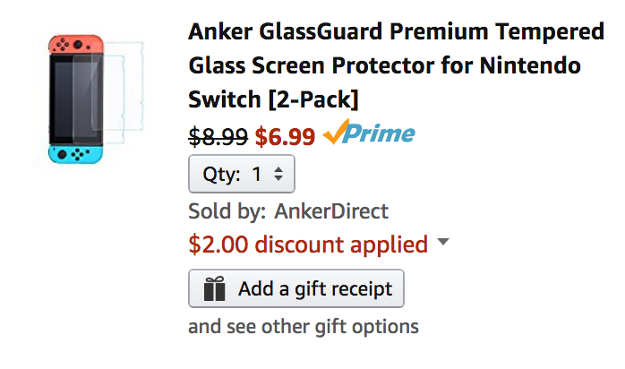 Anker 2-Pack Nintendo Switch GlassGuard Screen Protector for $7