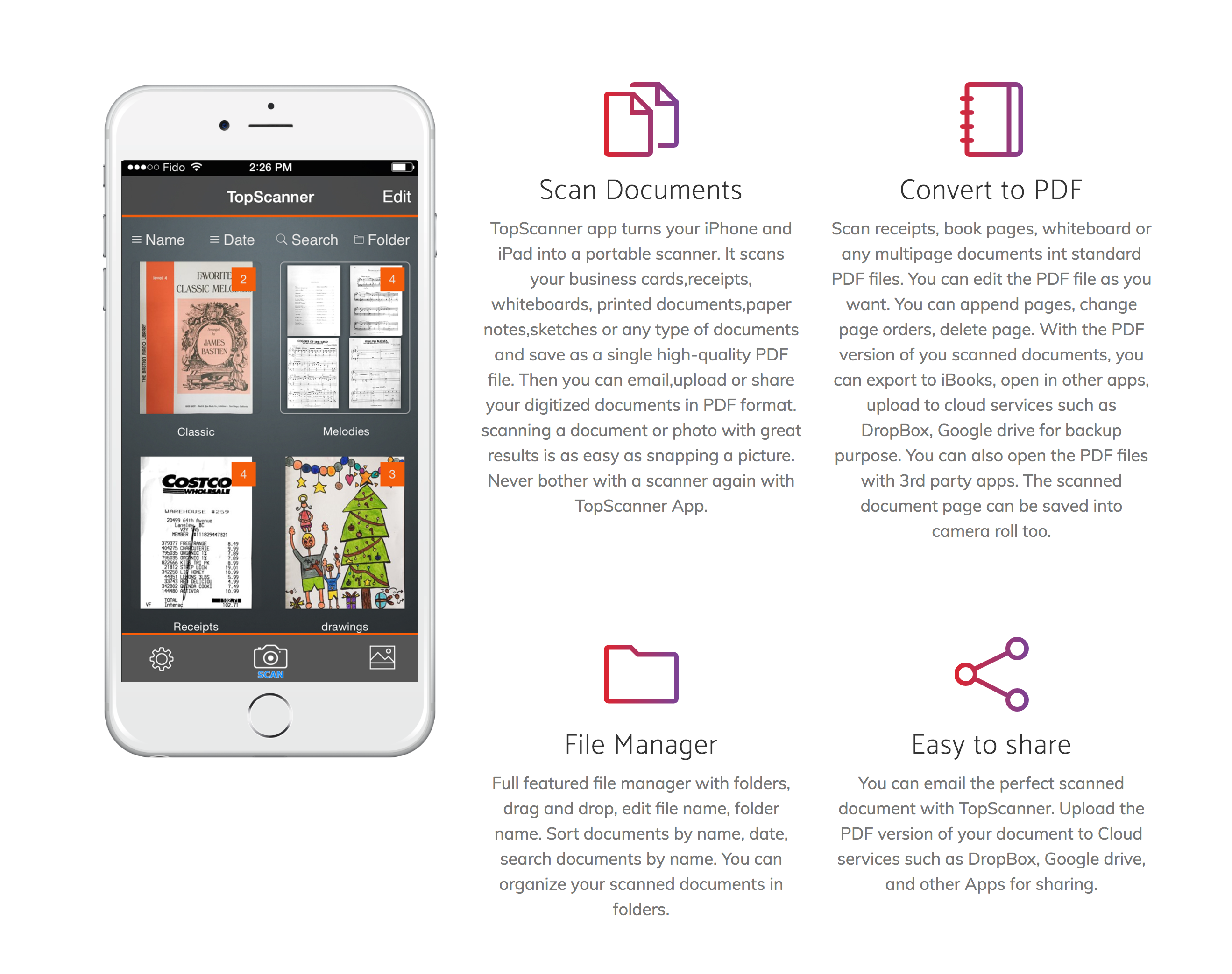 TopScanner PDF app for iPhone and iPad now available for free (Reg. $2