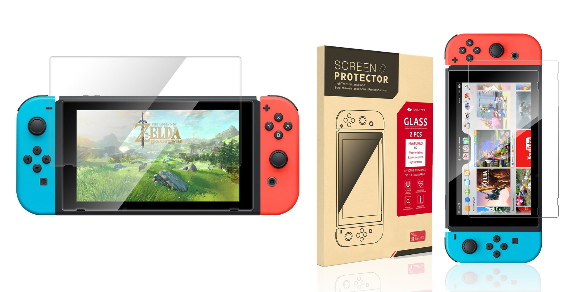 Nintendo Switch Tempered Glass Screen Protector for under 2 (Reg. 6)
