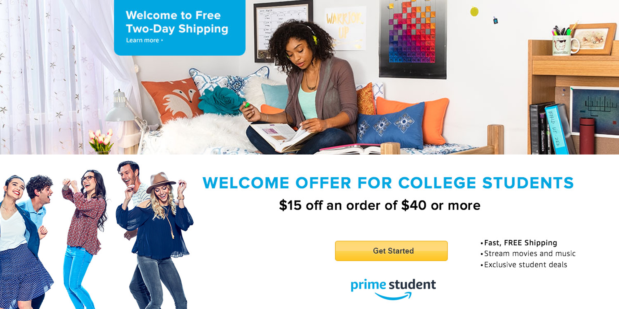 Amazon takes 15 off orders over 40 for new Student Prime Members