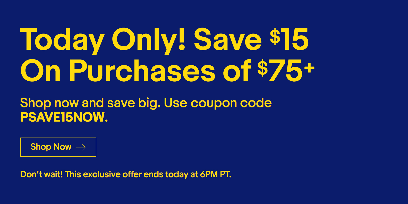 eBay takes $15 off orders of $75+ w/ this code: tech, home goods, games ...