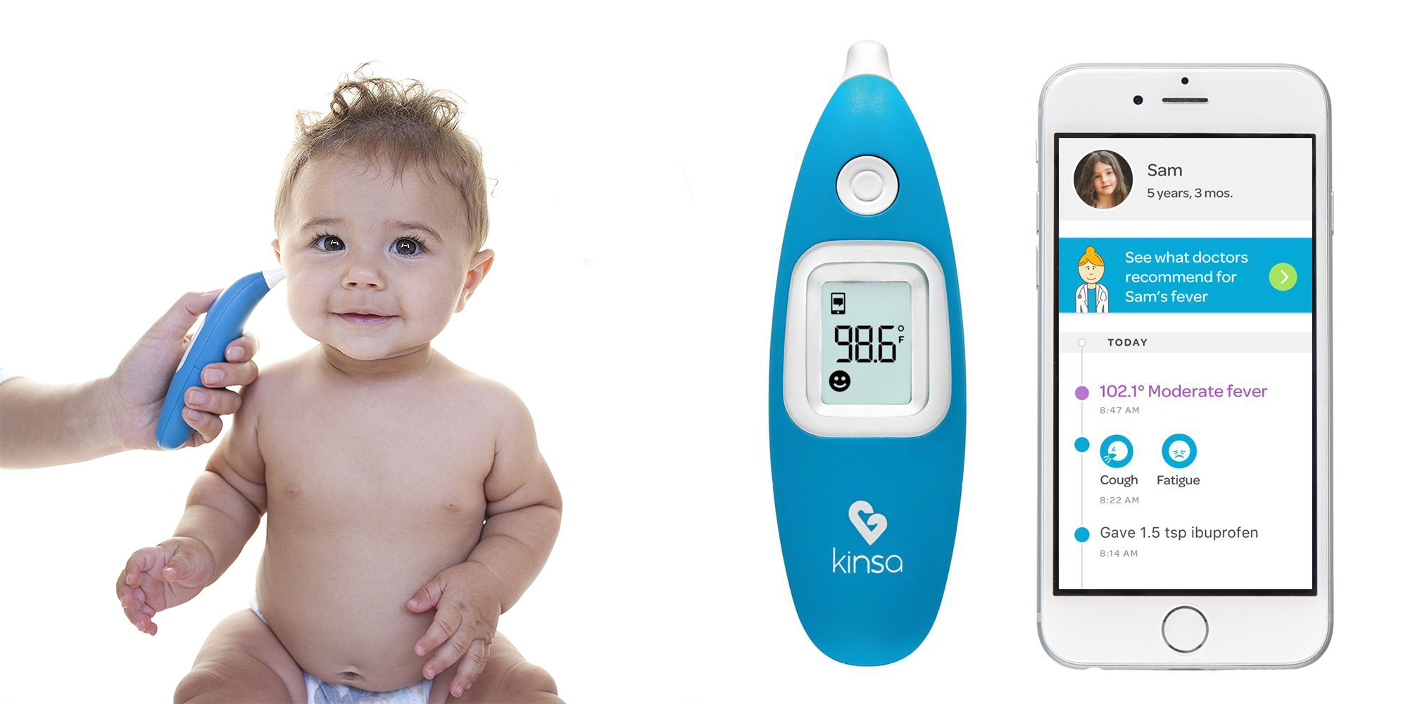 Kinsa Ear Thermometer, Smart, Bluetooth