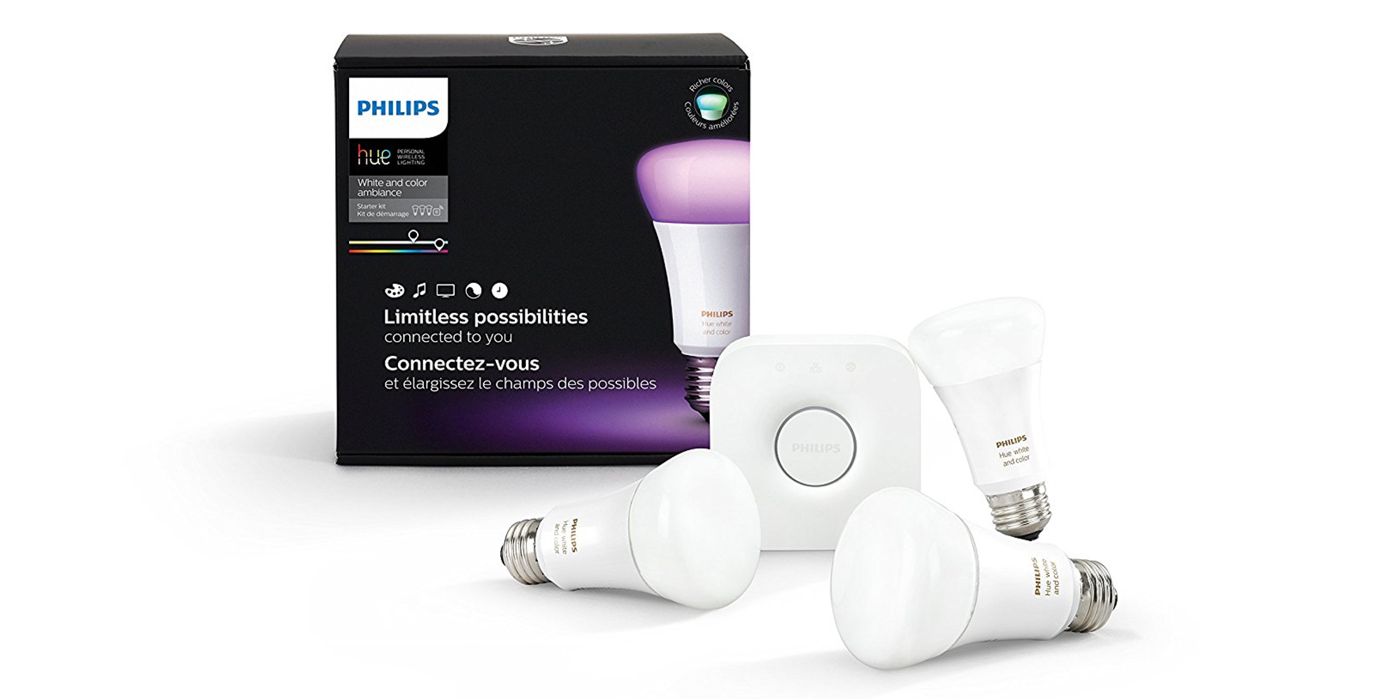 The multicolored 3rd Gen. Philips Hue starter kit works with HomeKit