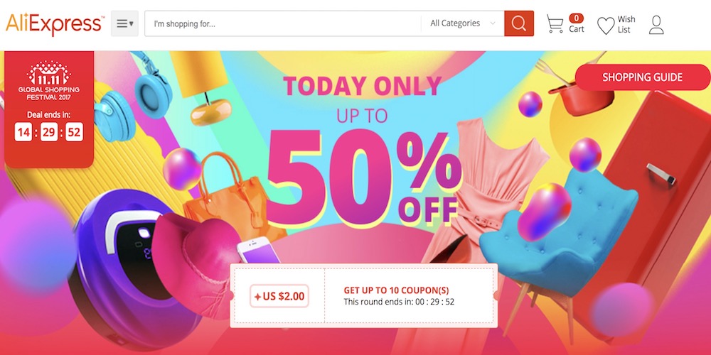 Today is 11.11 (Chinese Black Friday), get the best deals on sites like  AliExpress, Gearbest, BangGood, more