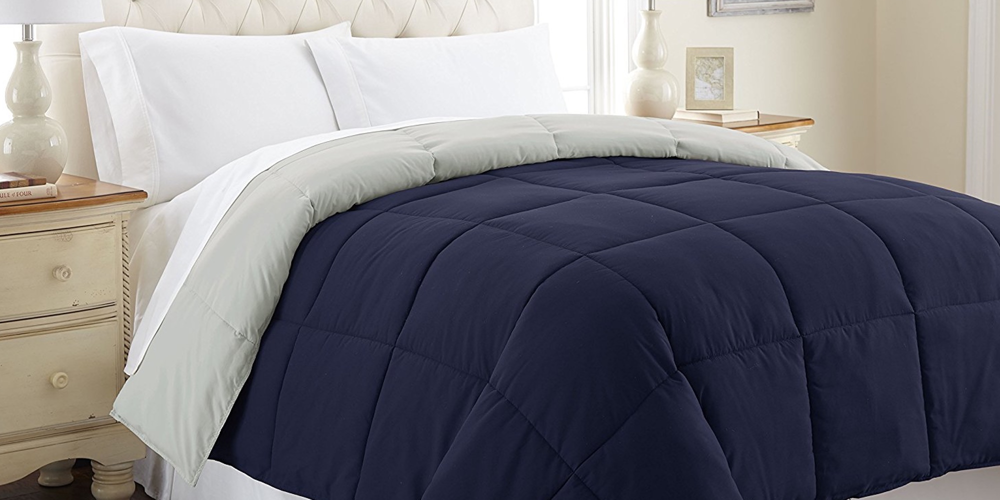 Get cozy with this Goose Down Reversible Comforter for 20 at Amazon