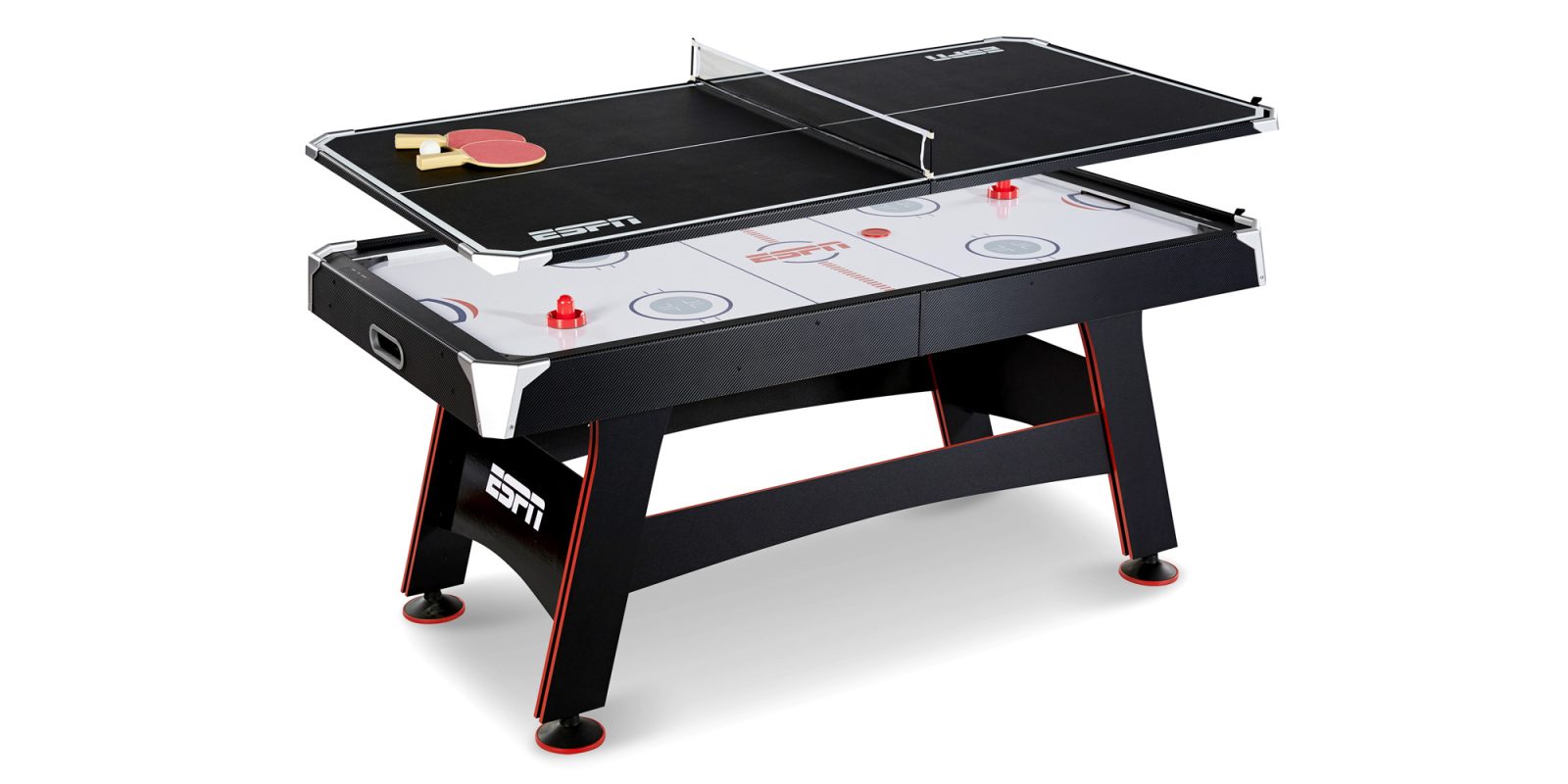 air hockey and ping pong table