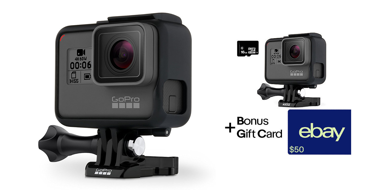 GoPro HERO6 Black action cam + $50 Gift Card & 16GB MicroSD $450 ($570