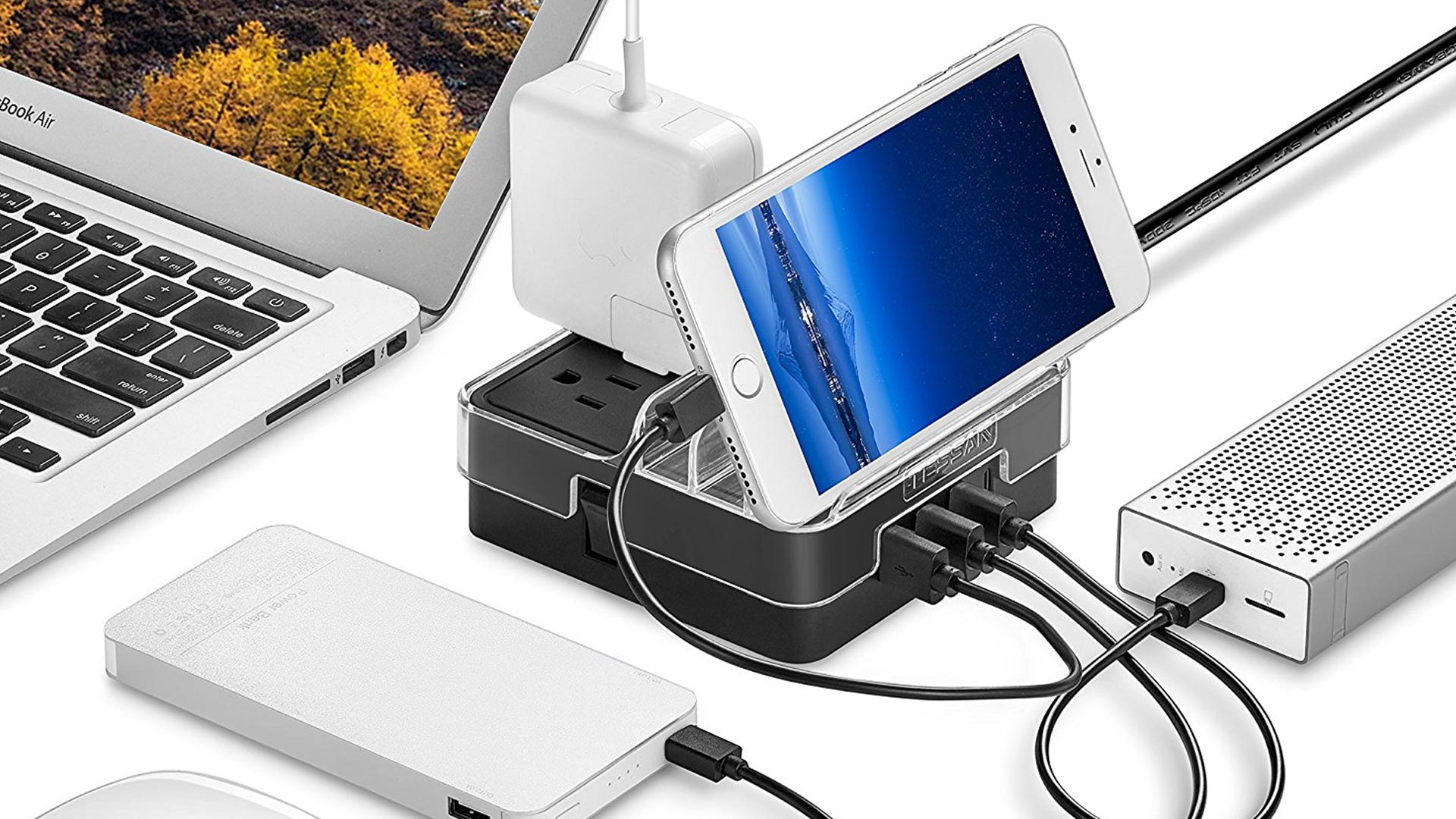 Charge your MacBook Pro, iPhone X, more w/ a USB surge protector for
