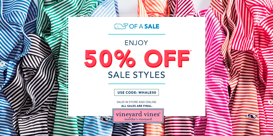 Vineyard Vines Whale of a Sale extra 50 off apparel & accessories w