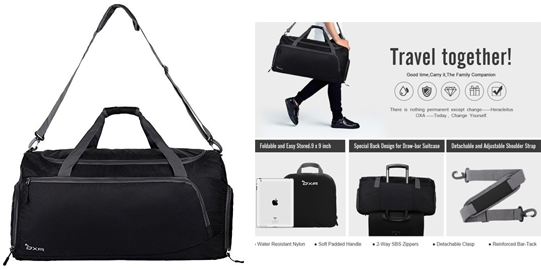 OXA lightweight foldable travel duffle w/ included shoe bag is $12 ...