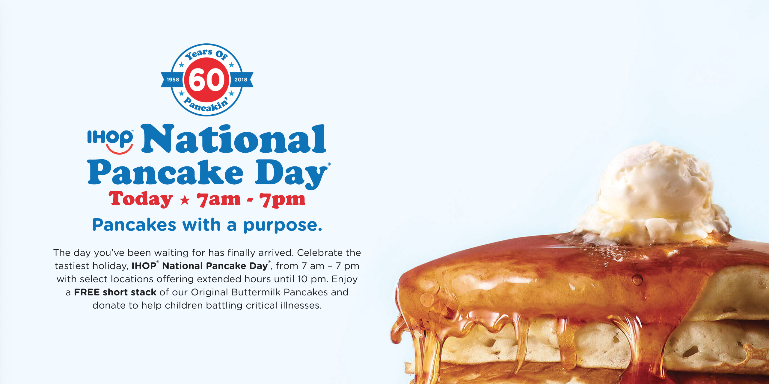 IHOP is celebrating National Pancake Day w/ a free short stack, today only