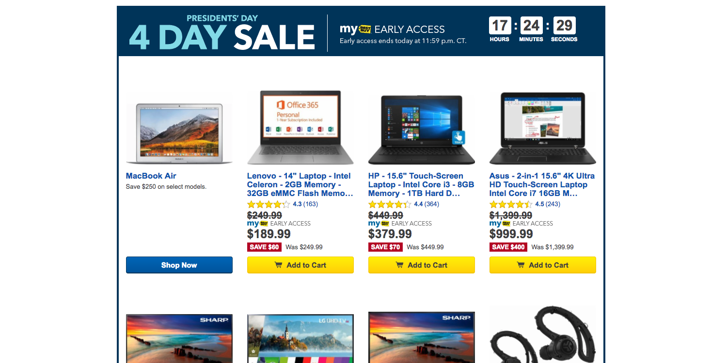 Best Buy President's Day Sale 250 off MacBook Air, HDTVs, smart home