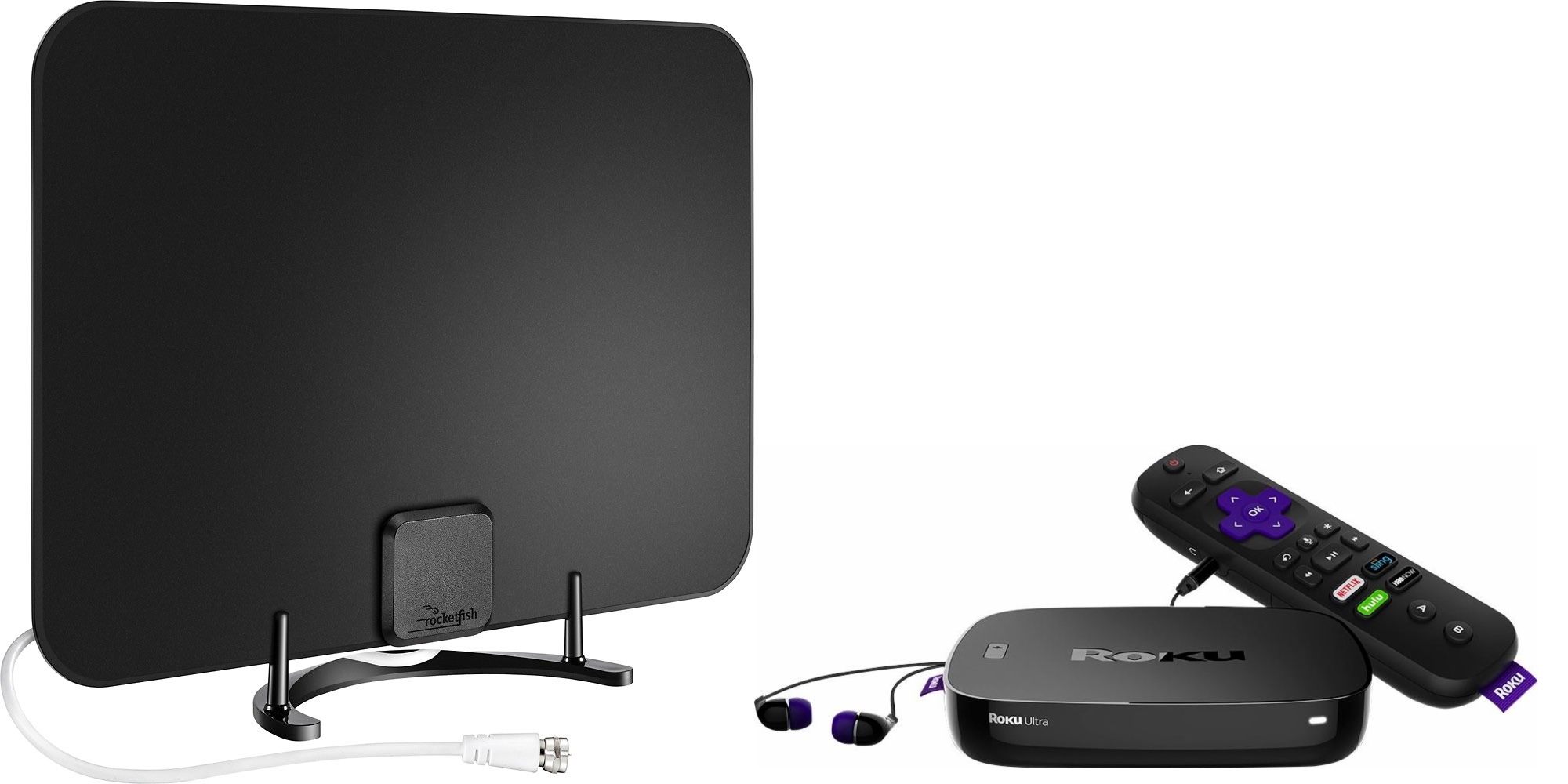 Roku Ultra Streaming Media Player & Rocketfish HDTV Antenna Combo for
