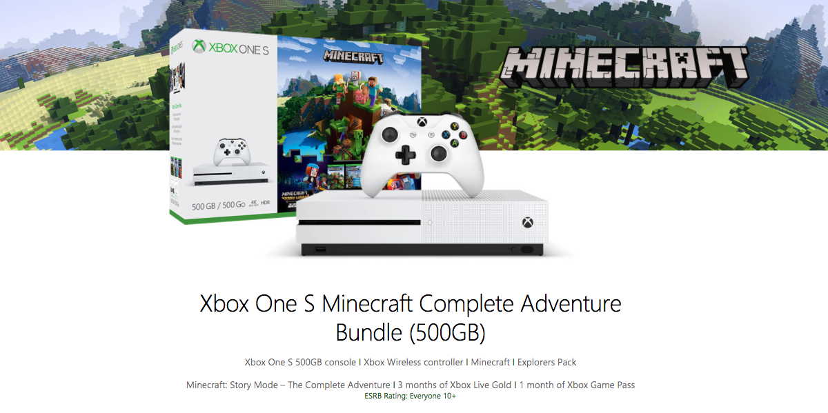 Xbox One S 500GB Minecraft Favorites Bundle with Controllers & Charging Dock
