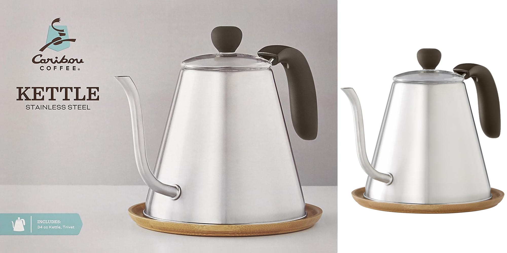 This 34Oz. Stainless Steel Kettle from Caribou Coffee is great for