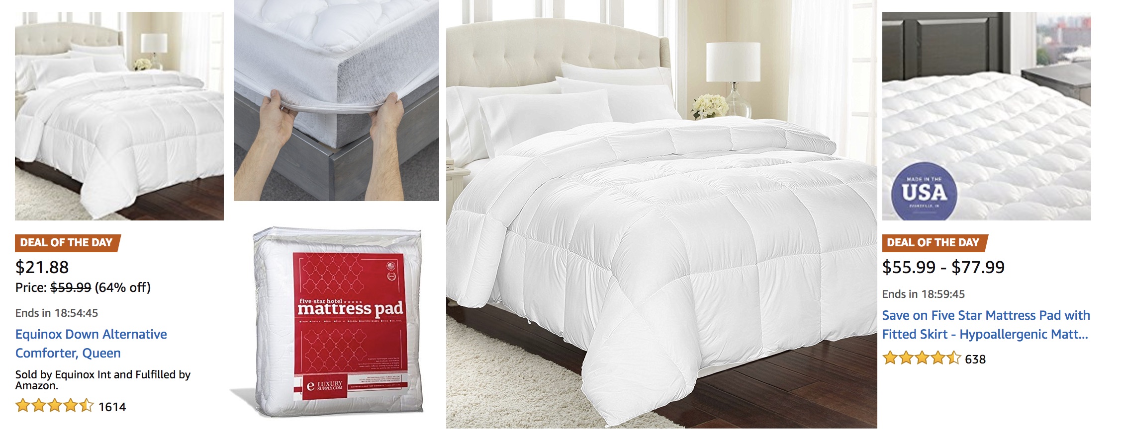 Today's the day to get your bedding in order Queen comforter 22, Mattress pads/skirt 56+ shipped