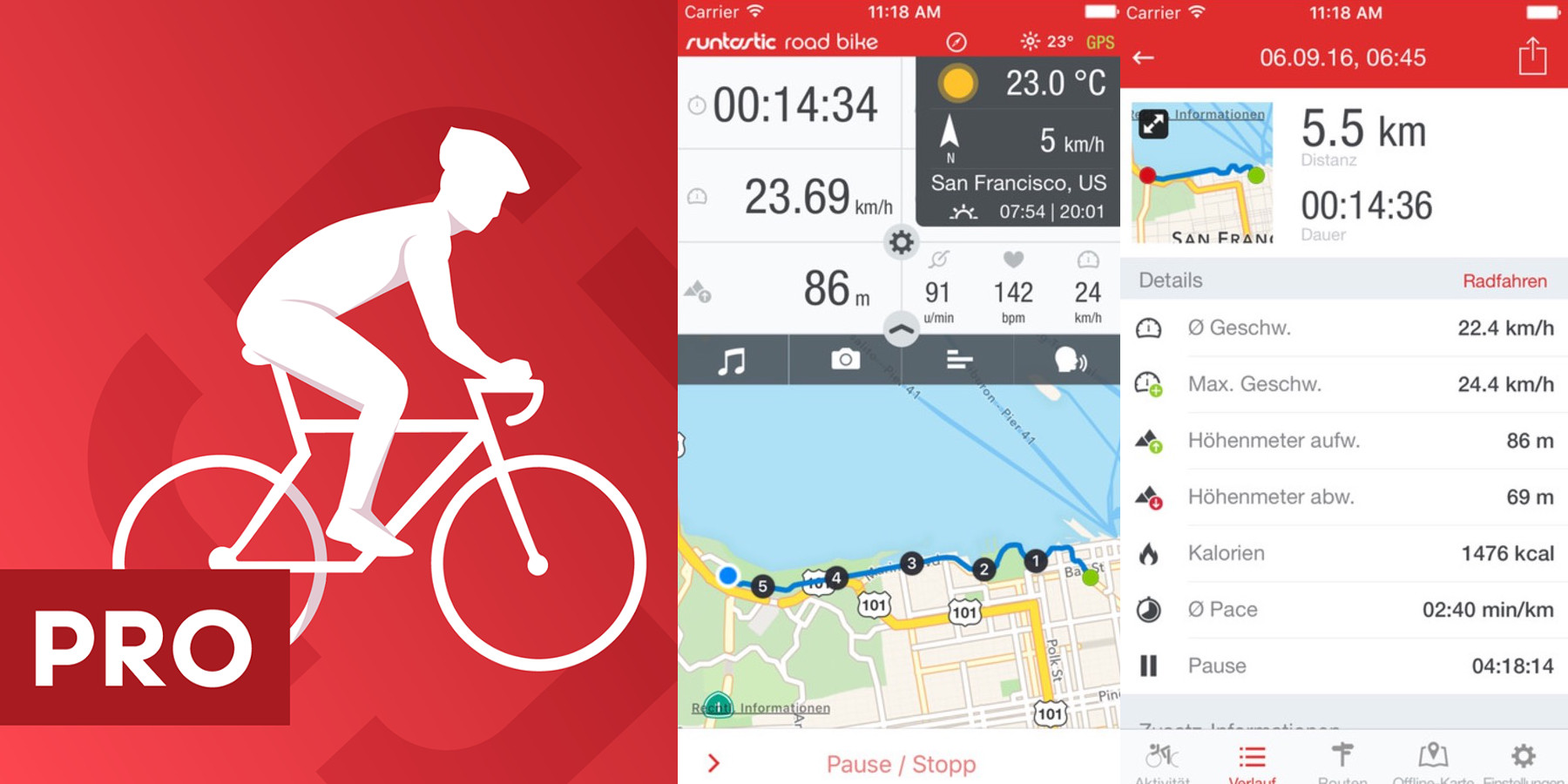 runtastic road bike gps