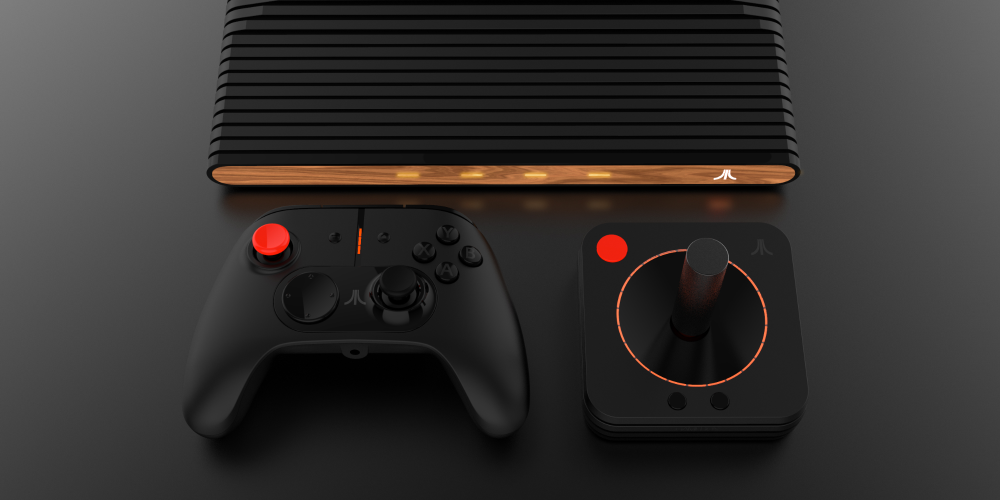 Atari VCS shown with controllers