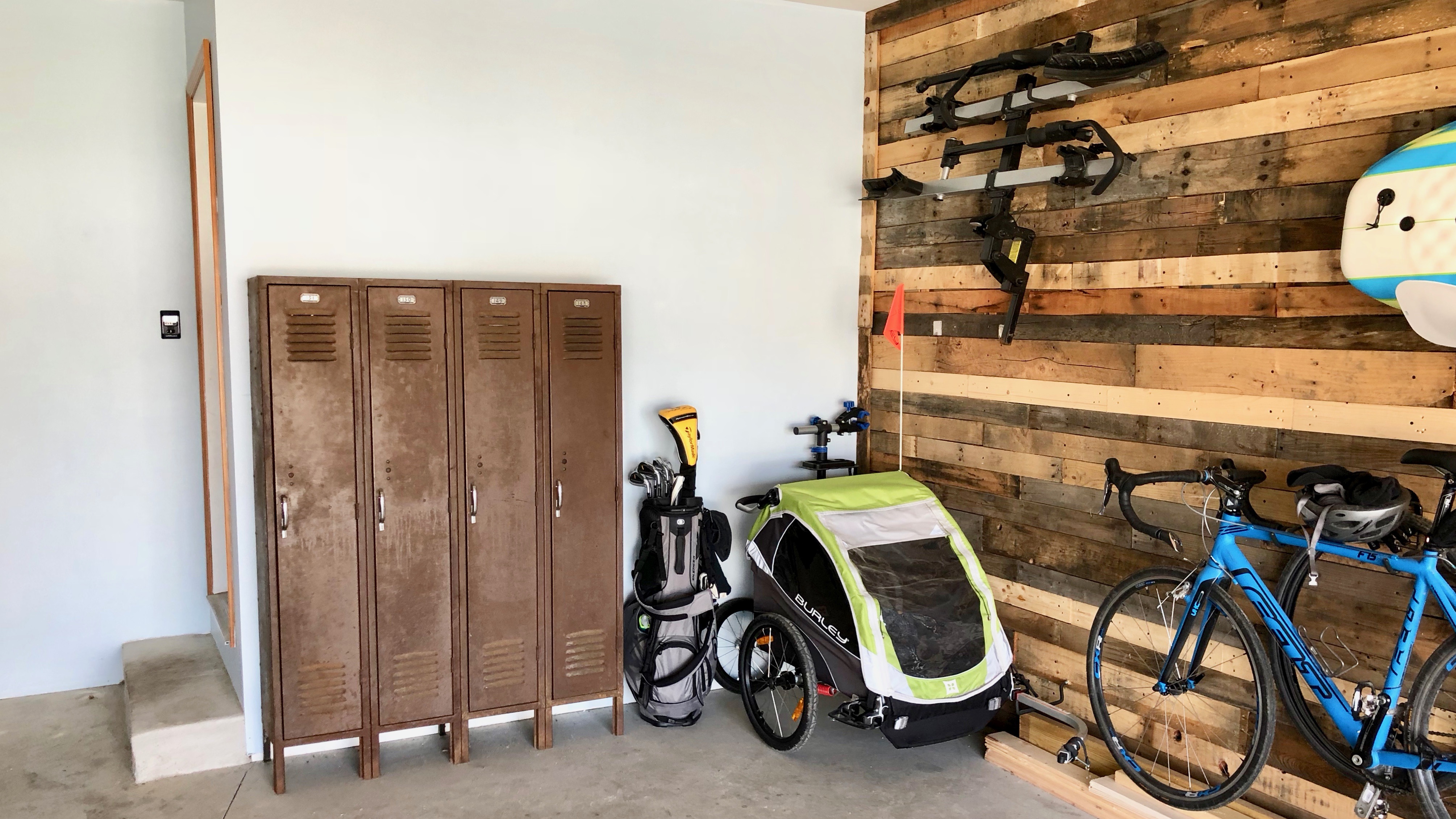 hang bike trailer in garage