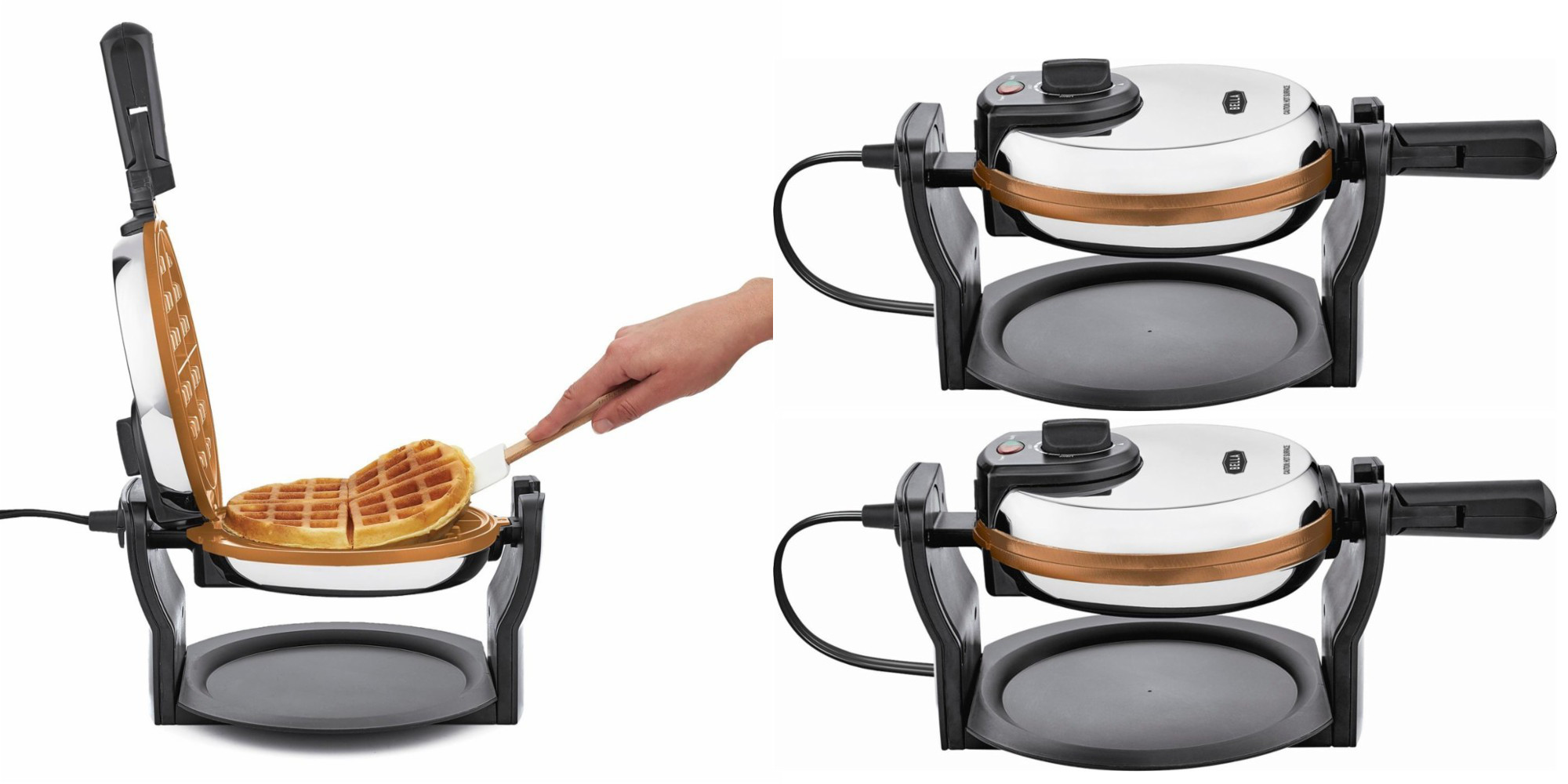 Bella Copper Titanium Belgian Waffle Maker Ceramic Healthy Eco Coating NEW