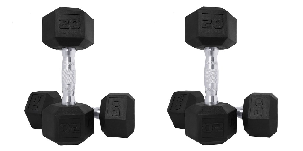 CAP RubberCoated Hex Dumbbells 5 to 60lb. pairs from 8.50 at